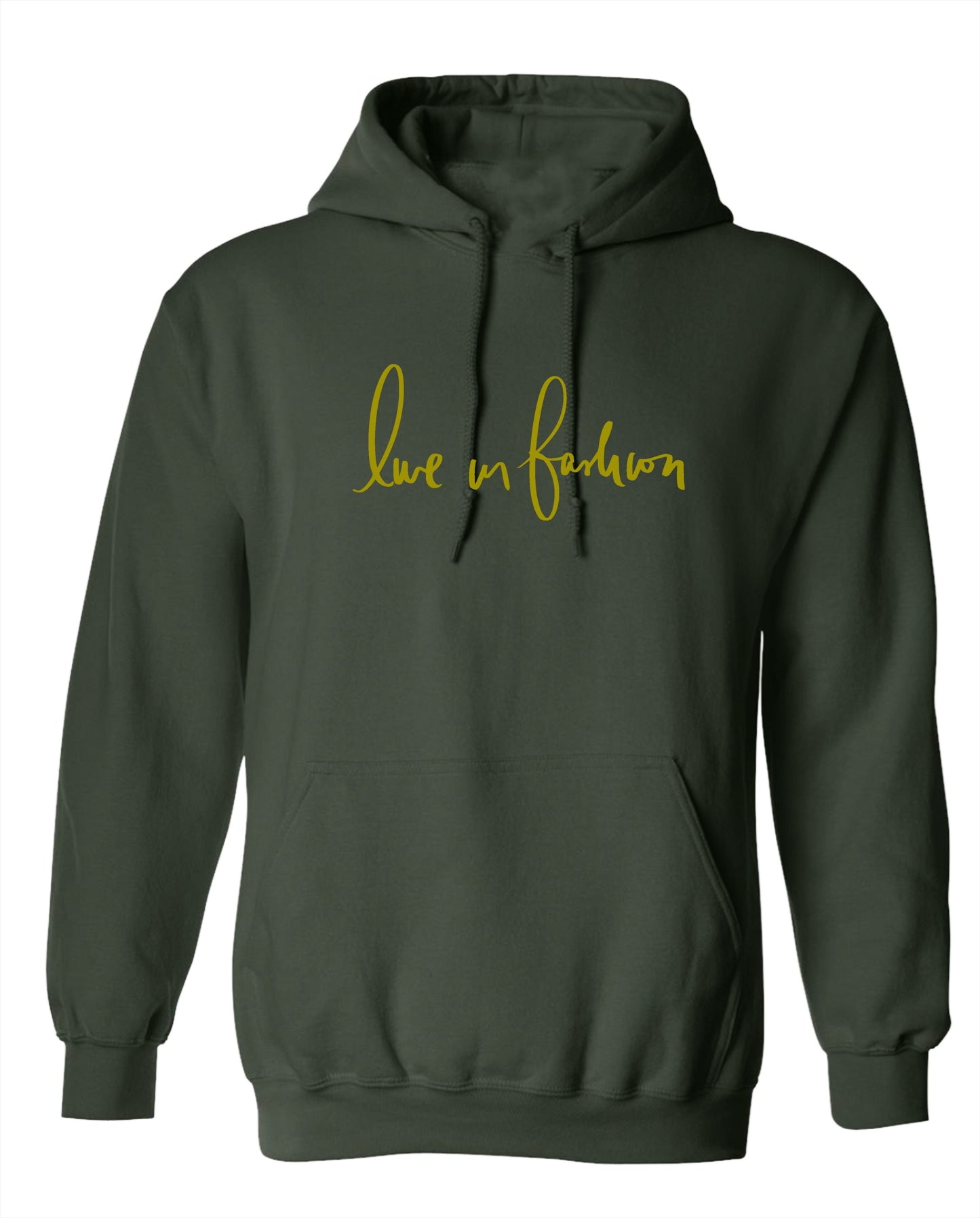 LIF EMBROIDERY HOODIE - FOREST GREEN W/GOLD EMBROIDERY