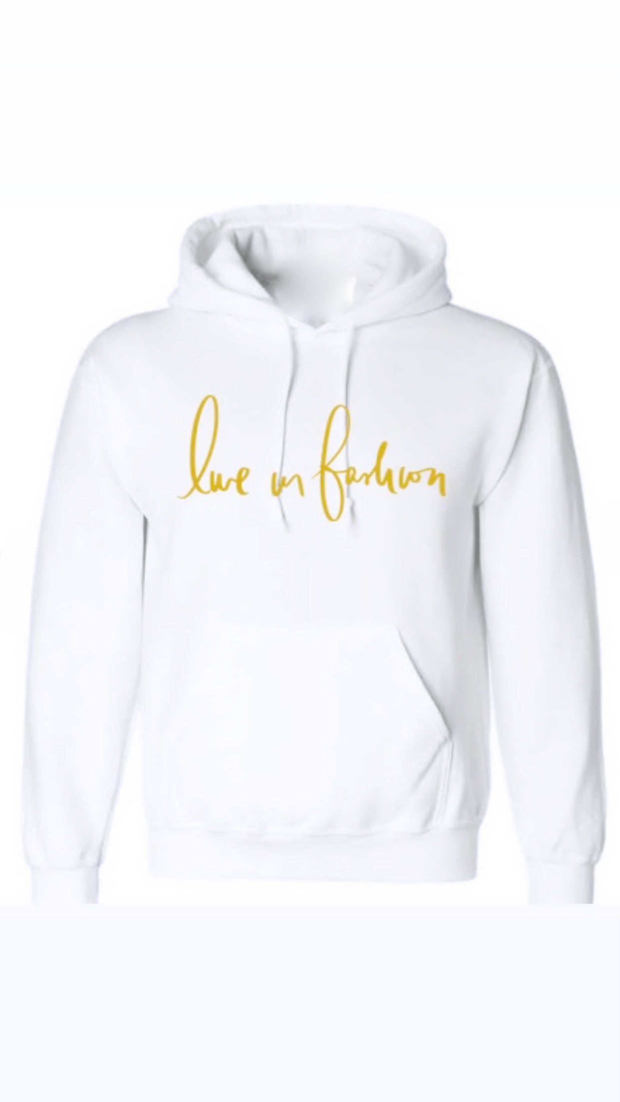 LIF EMBROIDERY HOODIE - WINTER WHITE W/GOLD EMBROIDERY