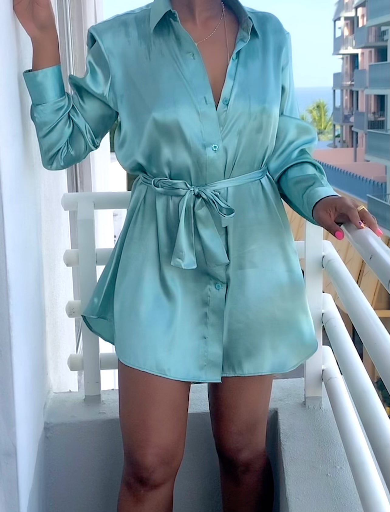 ELITE SHIRT DRESS - AQUAMARINE