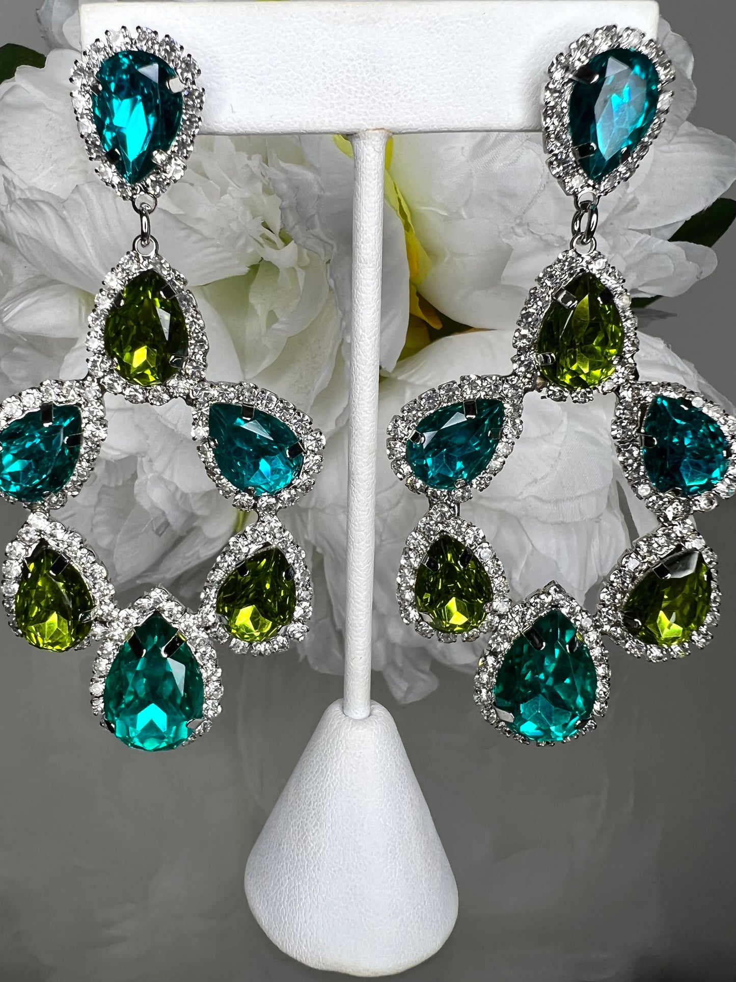 GLAMOUR THIS, GLAMOUR THAT EARRINGS - TURQUOISE/OLIVE