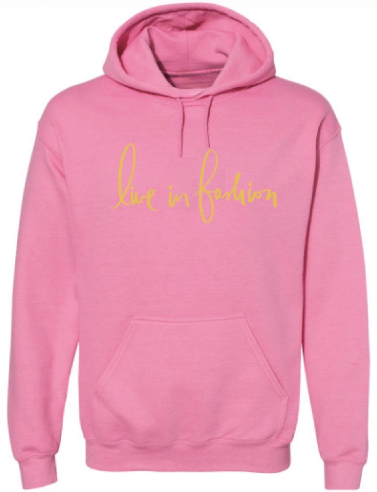 LIF EMBROIDERY HOODIE - AZALEA W/GOLD EMBROIDERY