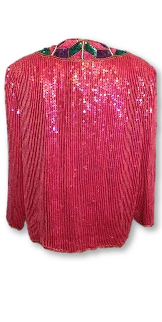 VINTAGE CANDY RED SEQUIN JACKET