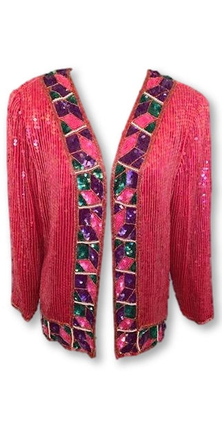 VINTAGE CANDY RED SEQUIN JACKET