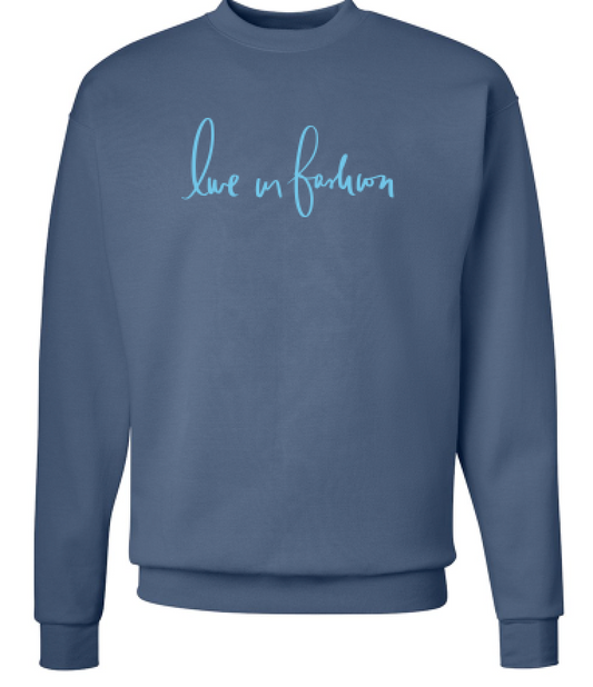 LIF EMBROIDERY SWEATSHIRT - DENIM BLUE W/DENIM STITCH