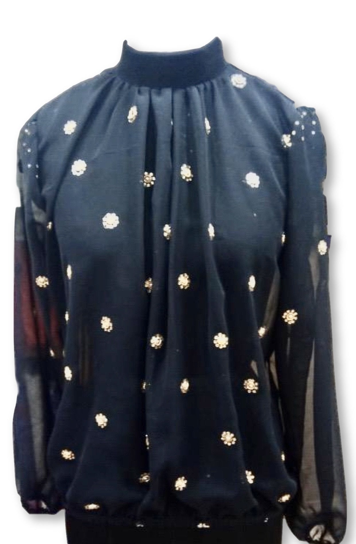 ENTICE BLOUSE - Black With Gold Beading