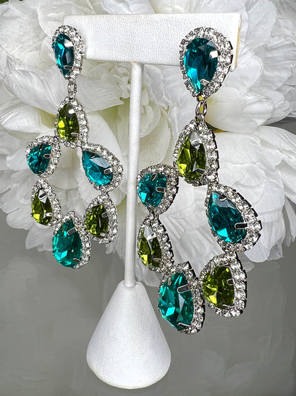 GLAMOUR THIS, GLAMOUR THAT EARRINGS - TURQUOISE/OLIVE
