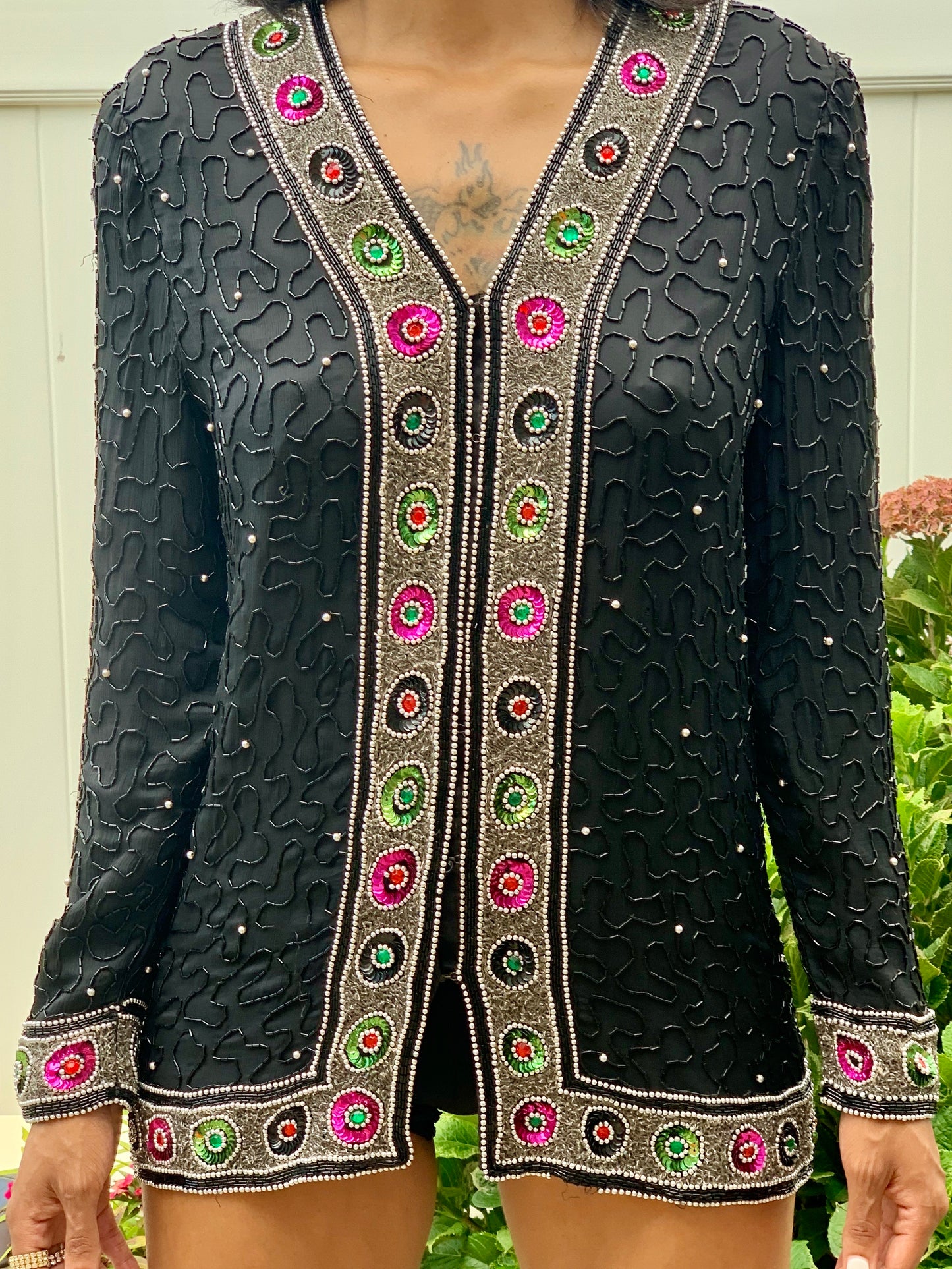 VINTAGE LICORICE SEQUIN BEADED JACKET